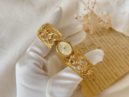 Gold Metal Cuff Women's Watch